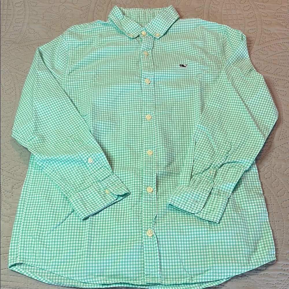 Vineyard Vines Mint Green Gingham Button-Up Shirt